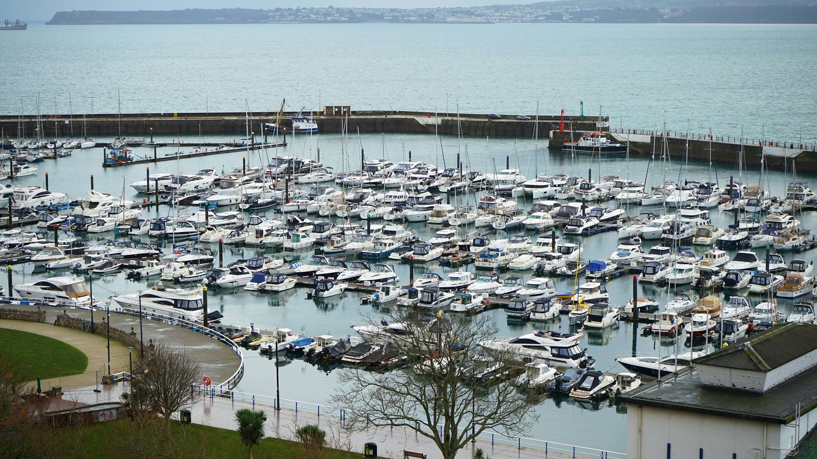 boats lined up along Torquay Marina